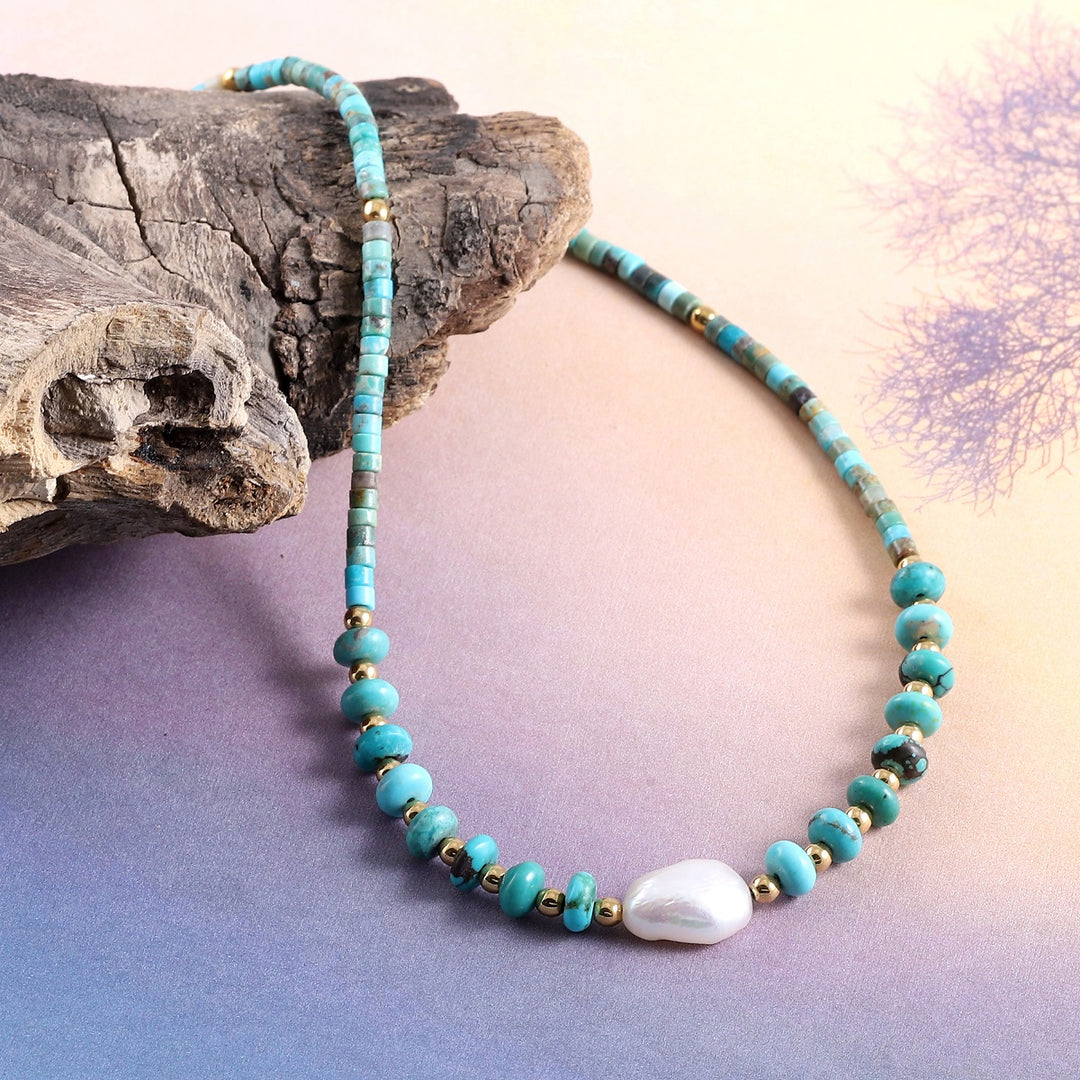 Close-up of Turquoise Heishi and Rondelle Beads