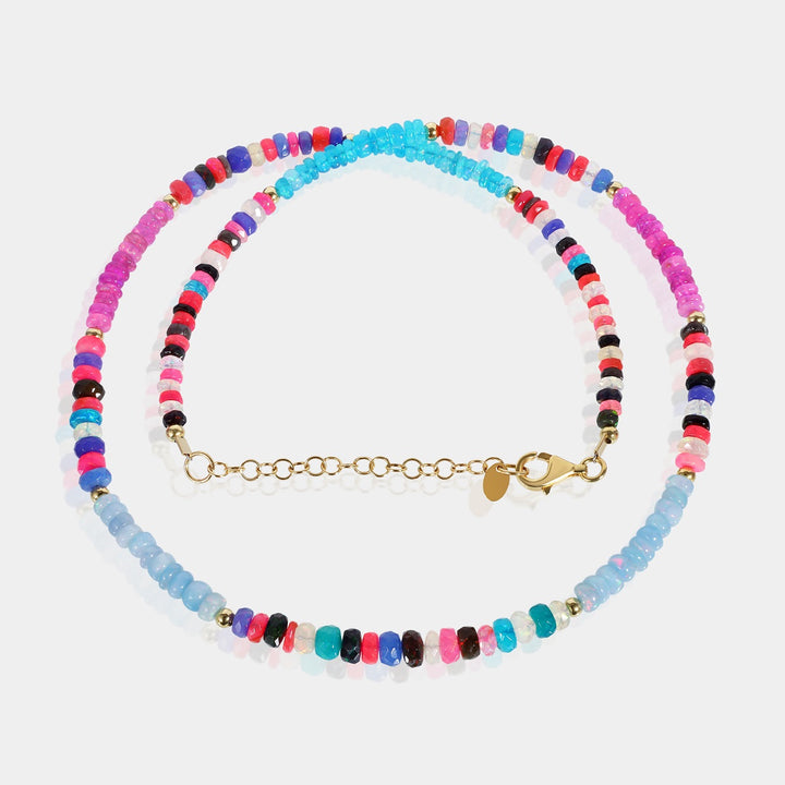 Multicolor Beads Smooth & Faceted Rondelle Necklace