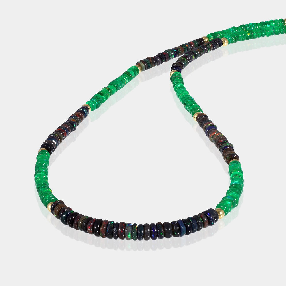 Black and Green Opal Gemstone Beads Jewelry