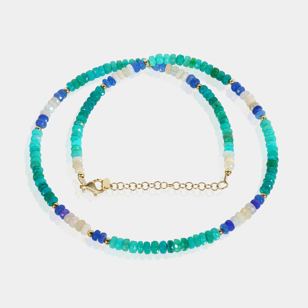 Green, White, and Blue Opal Gemstone Beads Jewelry