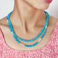 Blue and White Beads Double Layer Gemstone Necklace