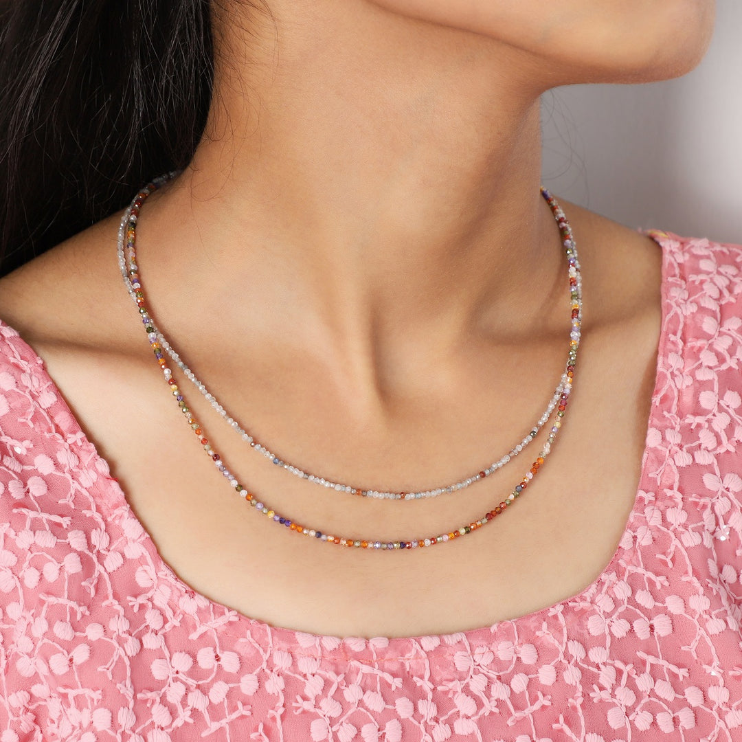 Handmade 925 Silver Multicolored Zircon Necklace
