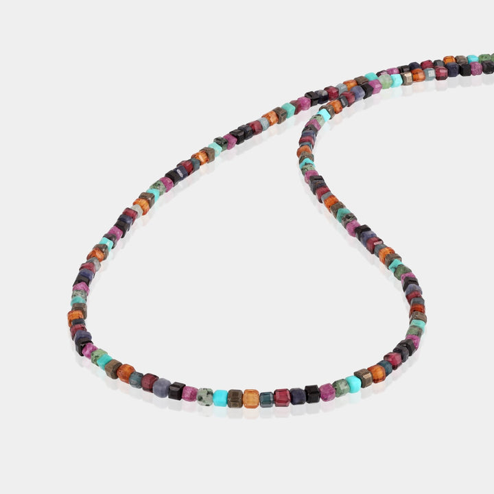 Multicolored gemstones arranged in a stunning beads necklace design