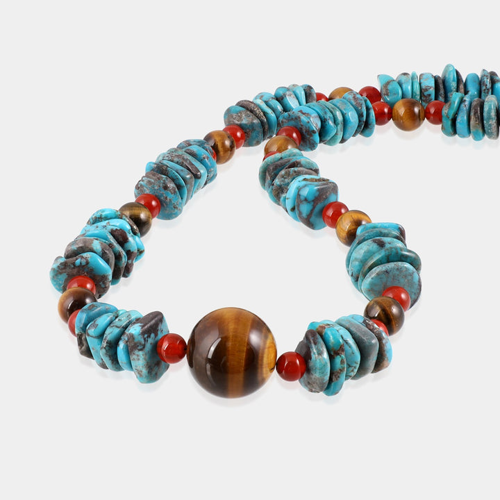 Captivating Ensemble: Tiger's Eye, Red Onyx, and Turquoise