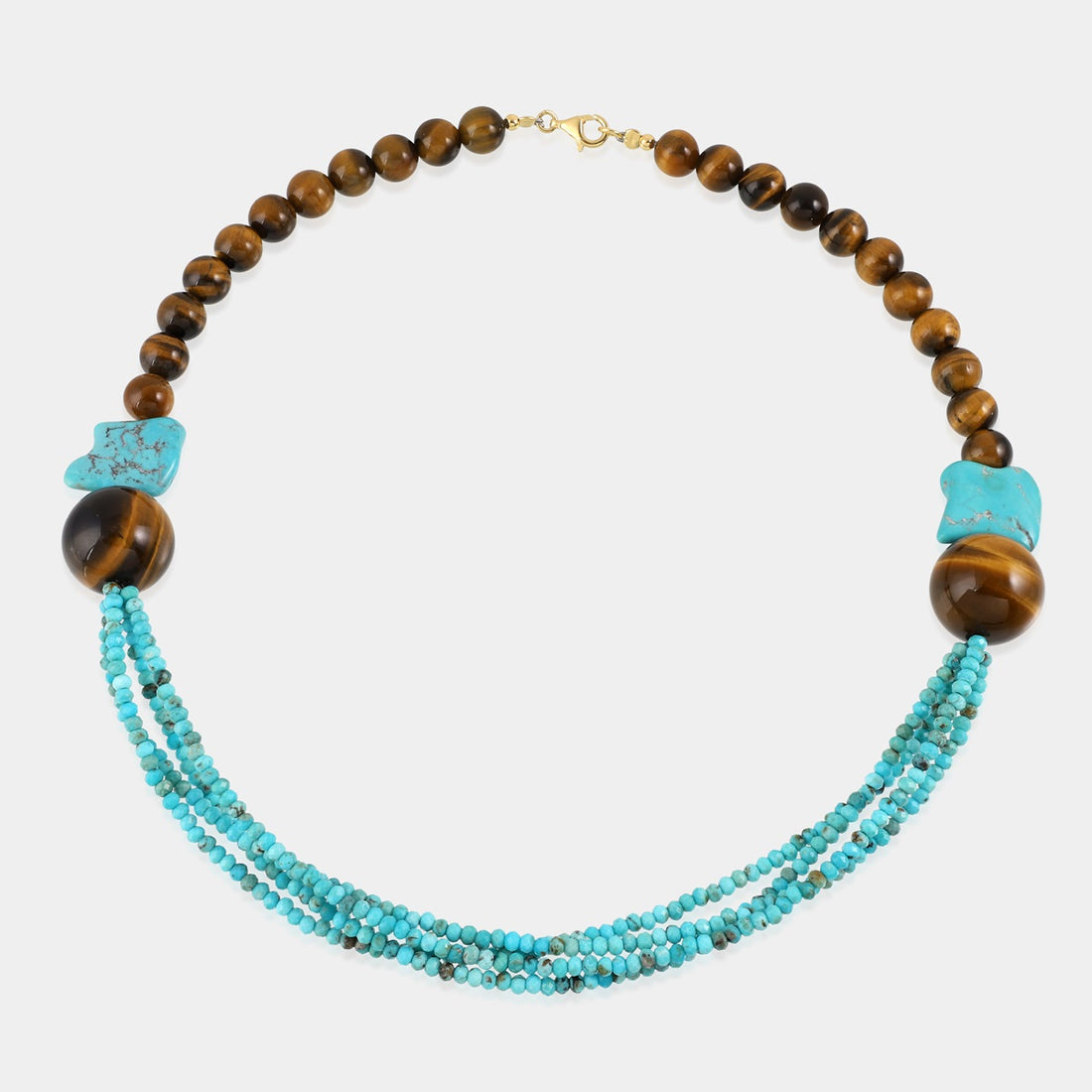 Natural Gemstone Necklace with Varied Bead Sizes