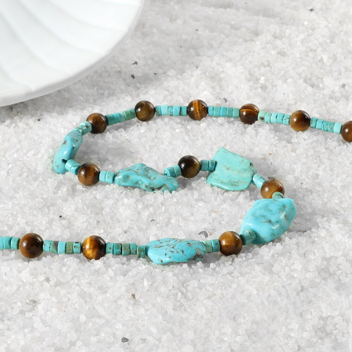 Artisan-Crafted Tiger's Eye and Turquoise Necklace