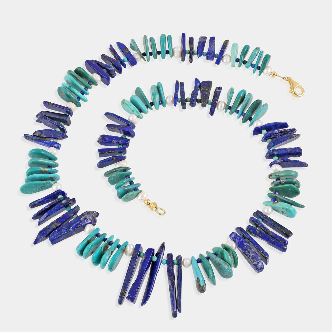 Artisan-Crafted Turquoise & Lapis Lazuli Necklace