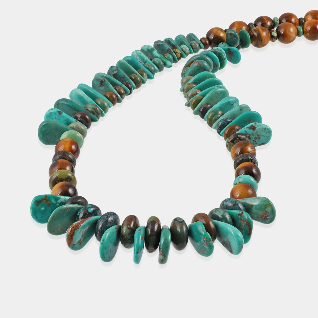 Rondelle and Pear-Shaped Turquoise Beads in Necklace