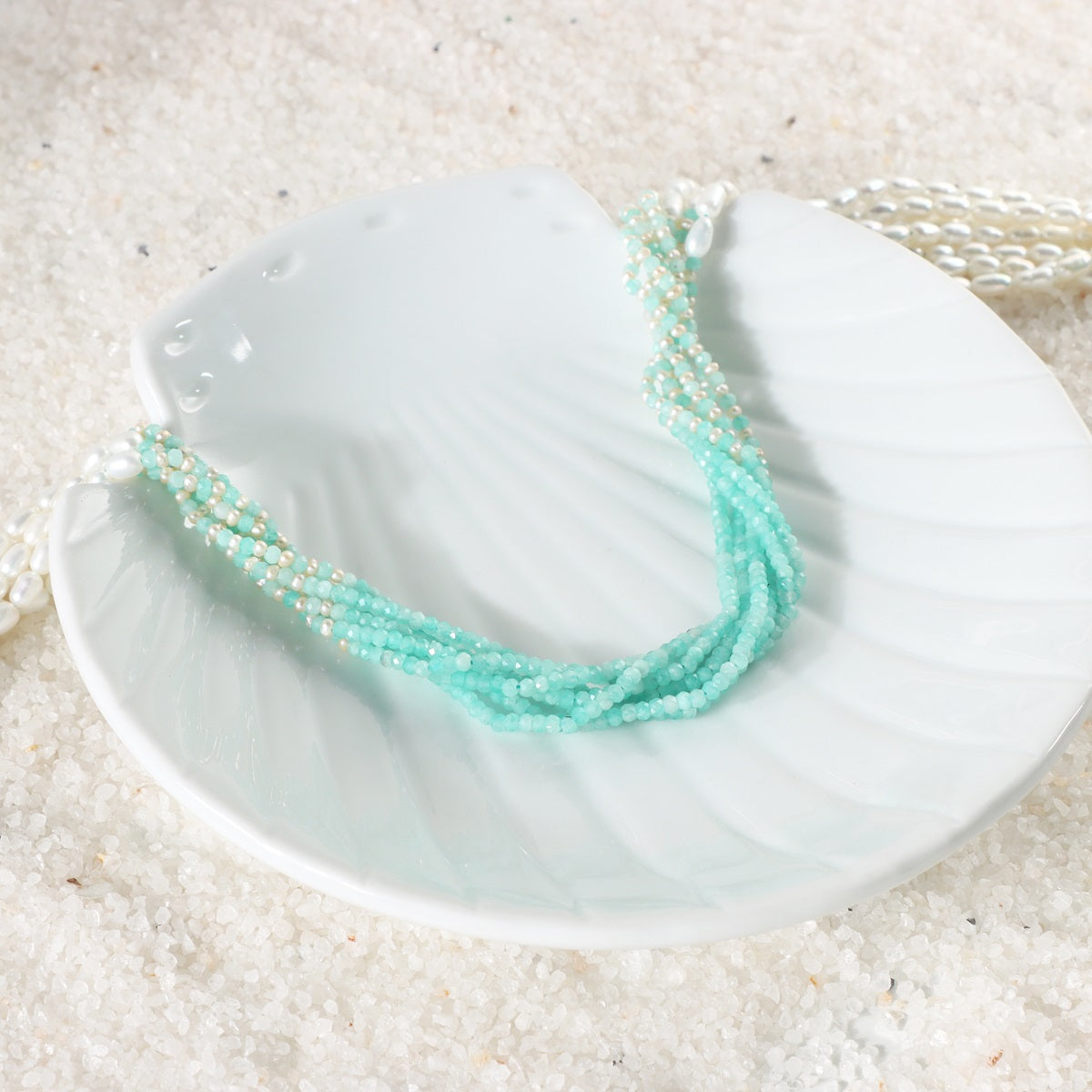 Pearl and Amazonite Necklace - Handcrafted Elegance