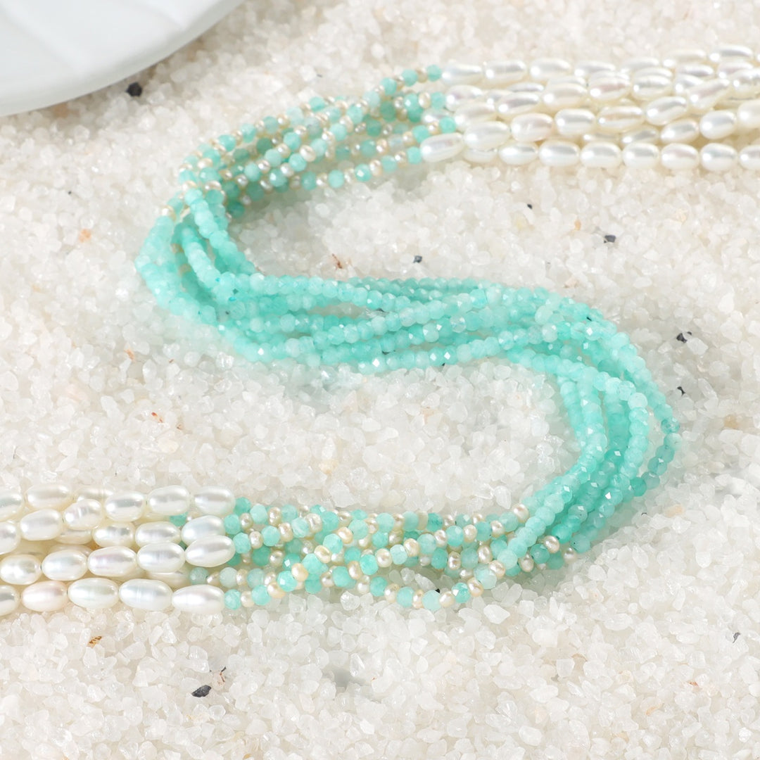 Natural Pearls and Amazonite Gemstone Beads