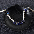Handcrafted elegance: Pearl and Lapis Lazuli gemstone necklace
