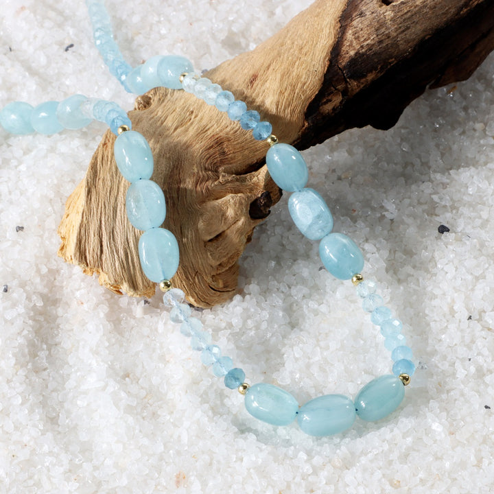 Ocean-inspired Aquamarine Necklace - Side Profile