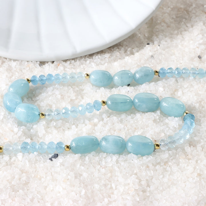 Tranquil Blue Aquamarine Beads - Close-up Shot