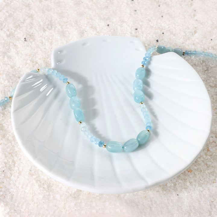 Adjustable Extension Chain - Aquamarine Necklace Styling