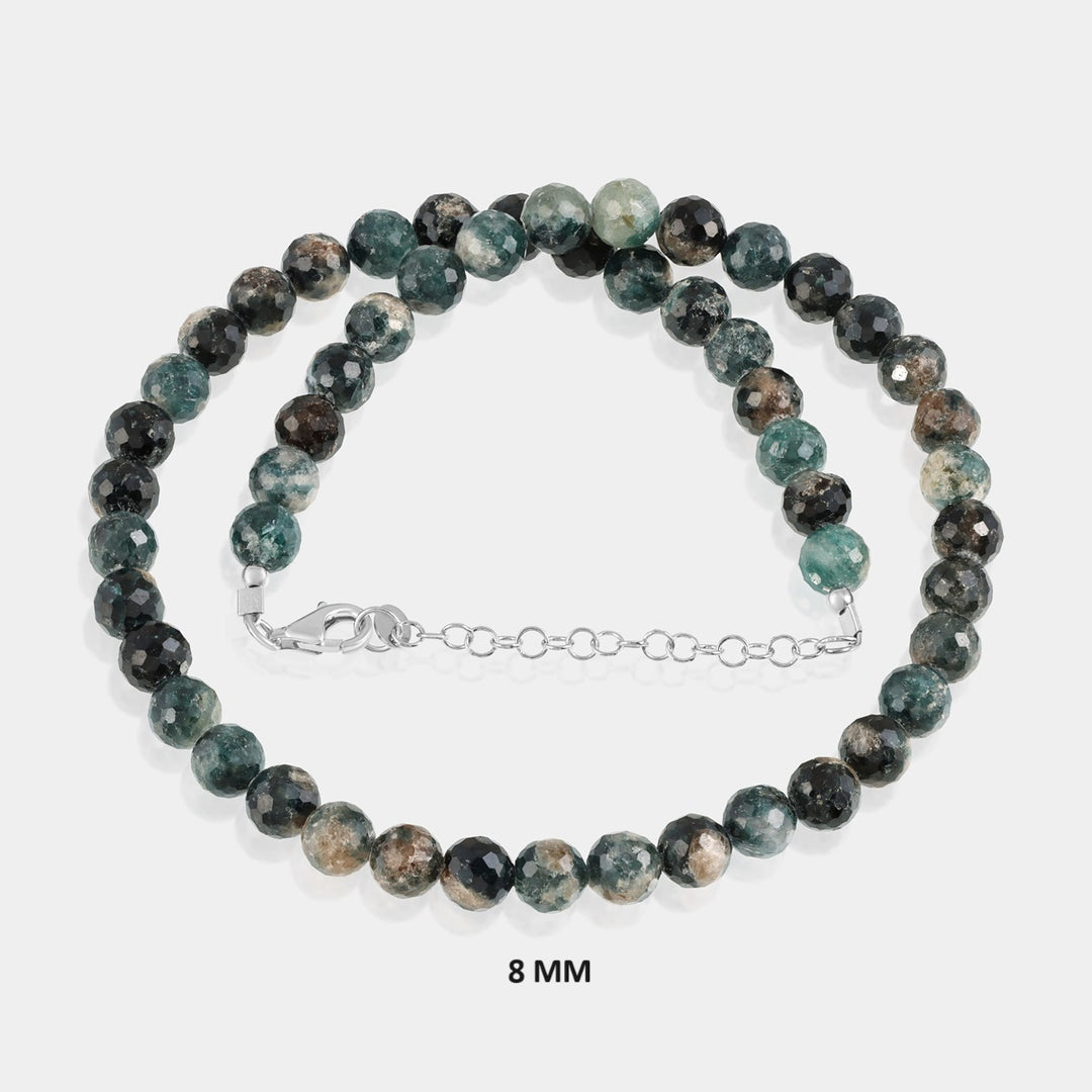 Blue Tourmaline Faceted Beads 925 Silver Necklace