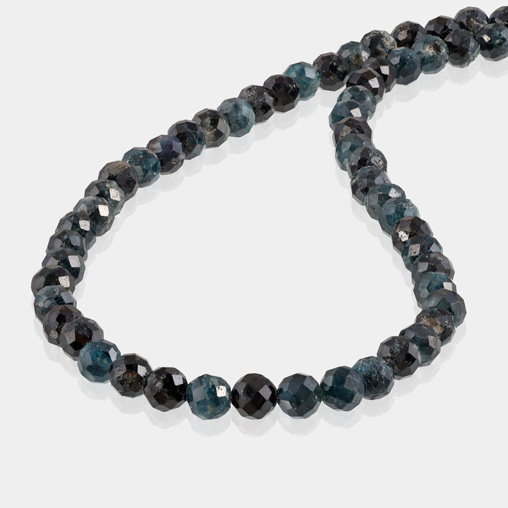 Blue Tourmaline Faceted Beads 925 Silver Necklace