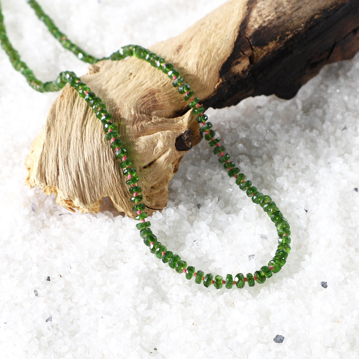 Chrome Diopside beads promoting emotional healing and renewal