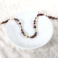 Elegant silver necklace adorned with Multi Tourmaline, Pearl, and Hematite gemstones