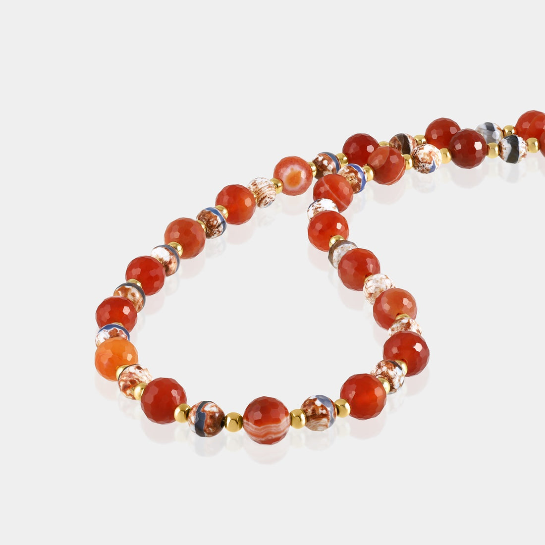 Red Agate Faceted Round Bead Necklace
