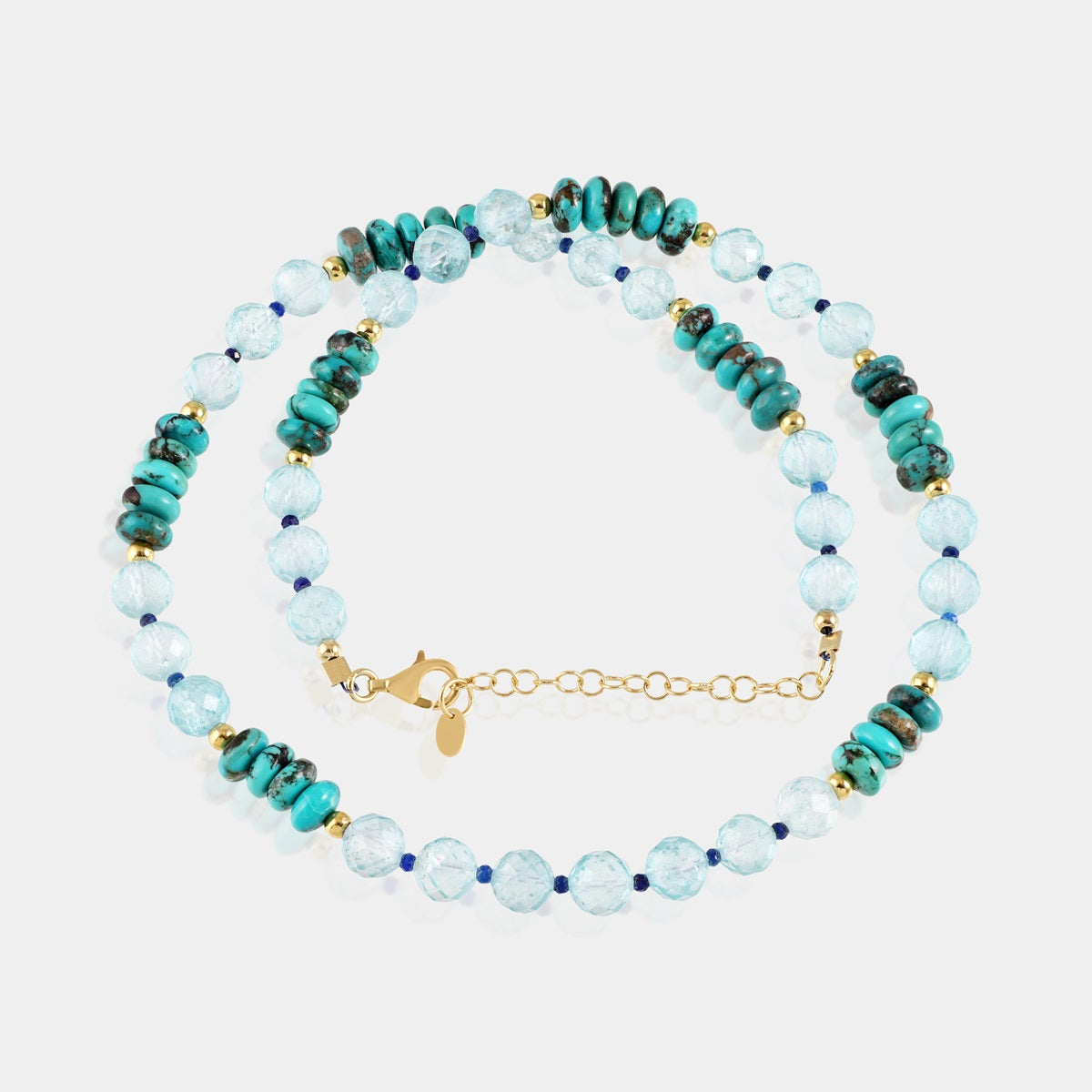 Blue Topaz, Turquoise, Lapis Lazuli & Hematite Necklace
