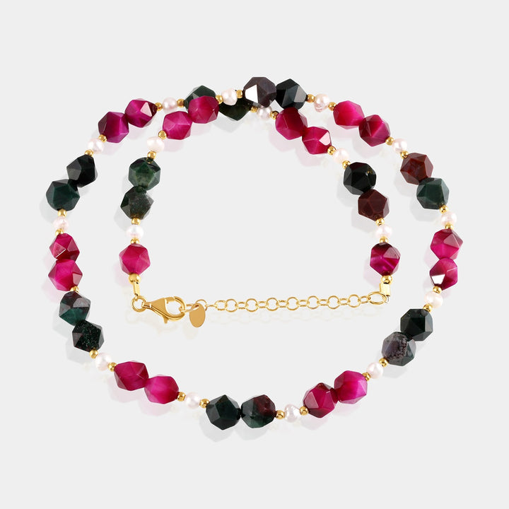 Full-Length View of Glowing Aura Gemstone Necklace