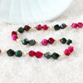 Faceted Star Cut Bloodstone and Pink Tiger's Eye Beads in Silver Necklace