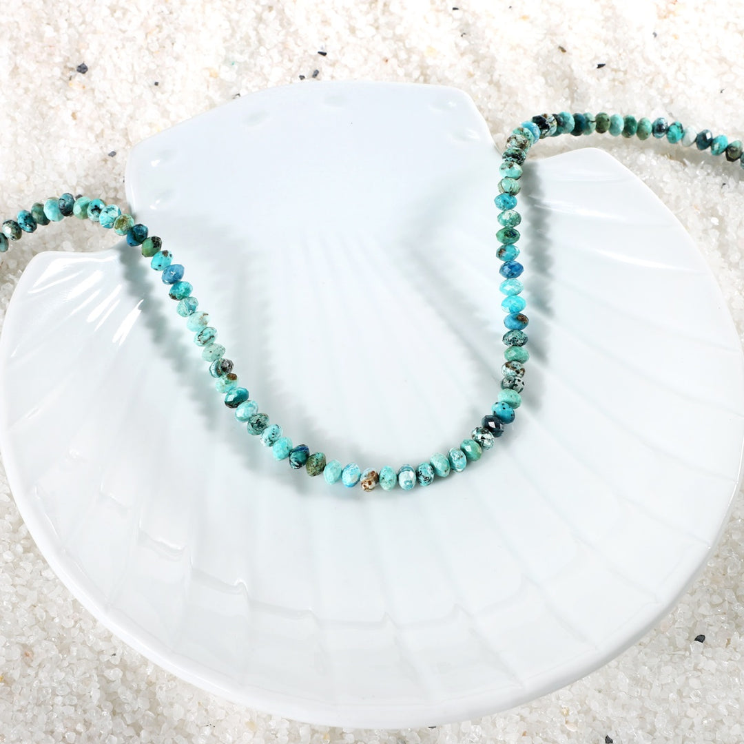 Side View of Blue Opaline Beads Necklace