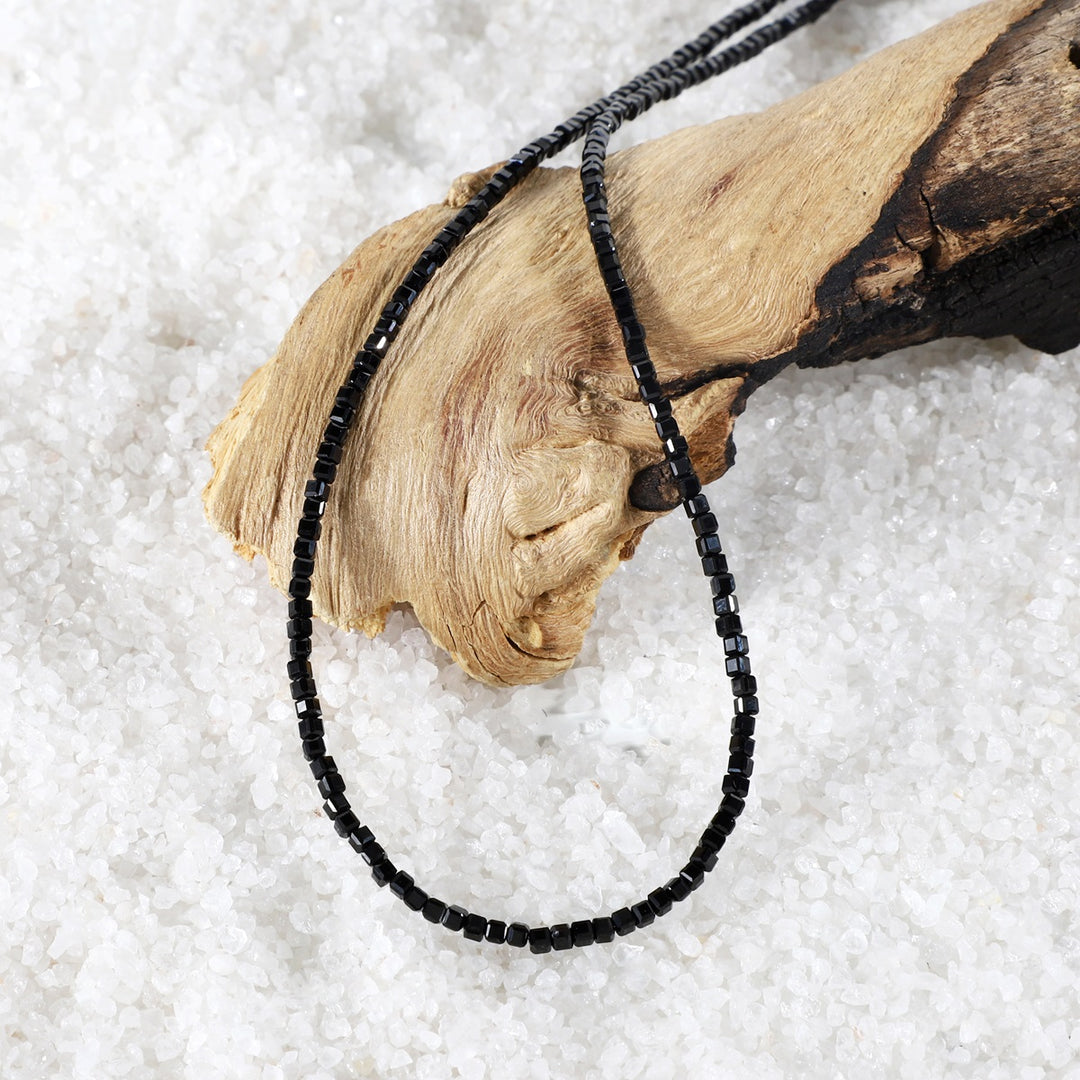 Black Spinel Cube Beads Necklace