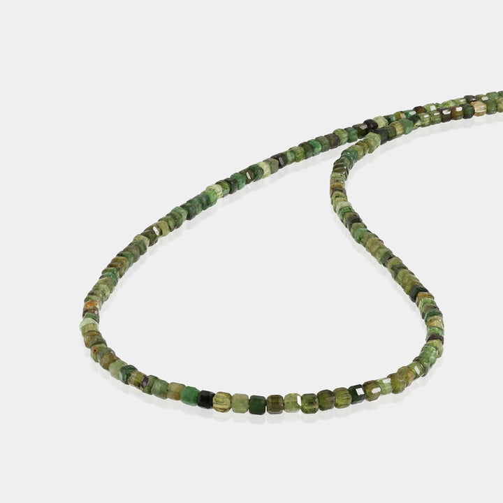 Close-up of Green Tourmaline Cube Beads