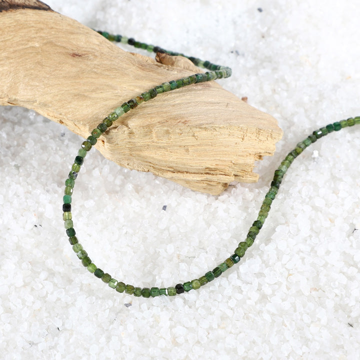 Green Tourmaline Cube Necklace Front View