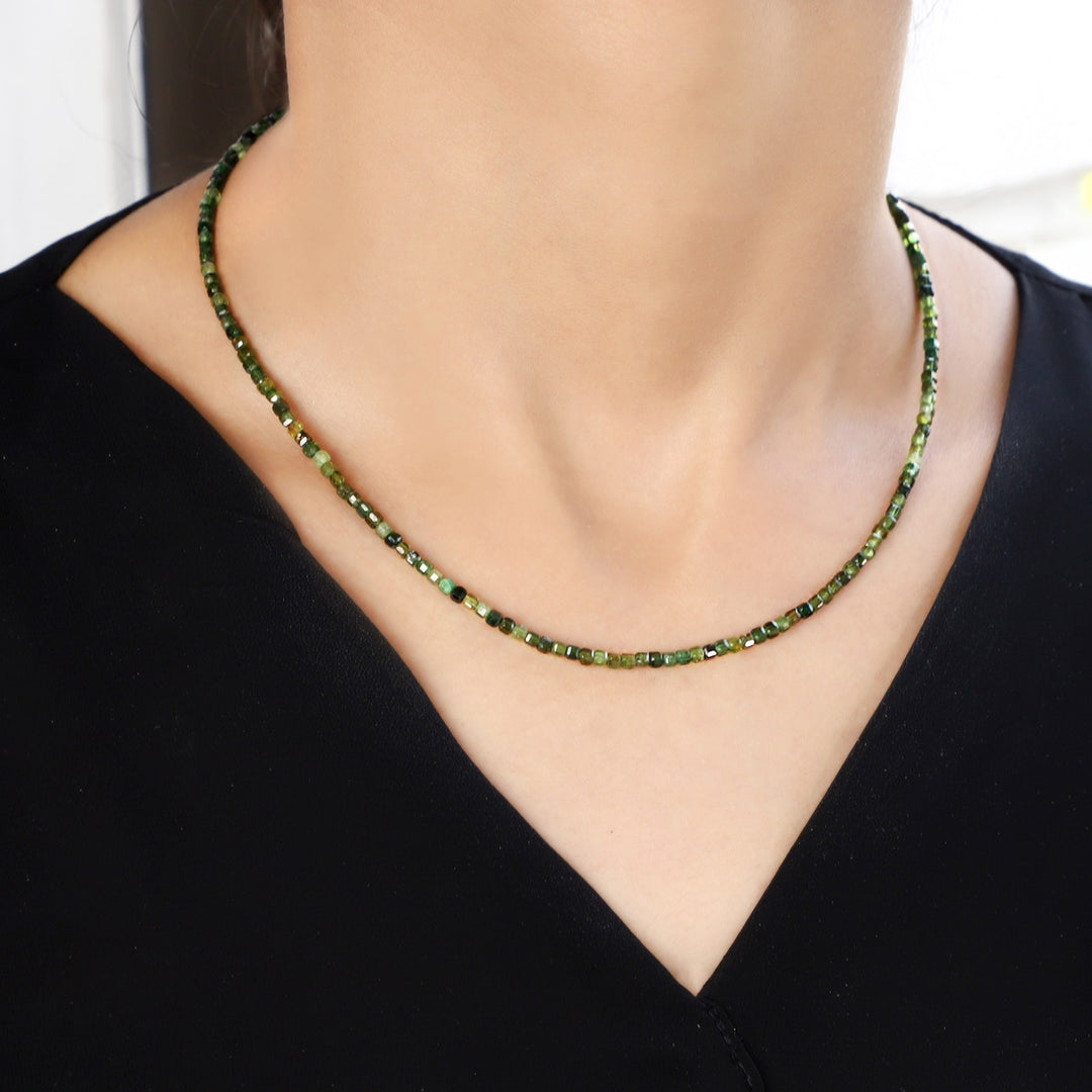 Model Wearing Green Tourmaline Necklace