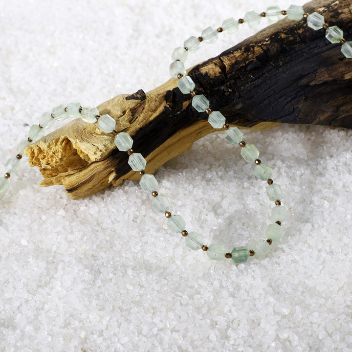 Rose Gold Plated Prehnite and Hematite Necklace