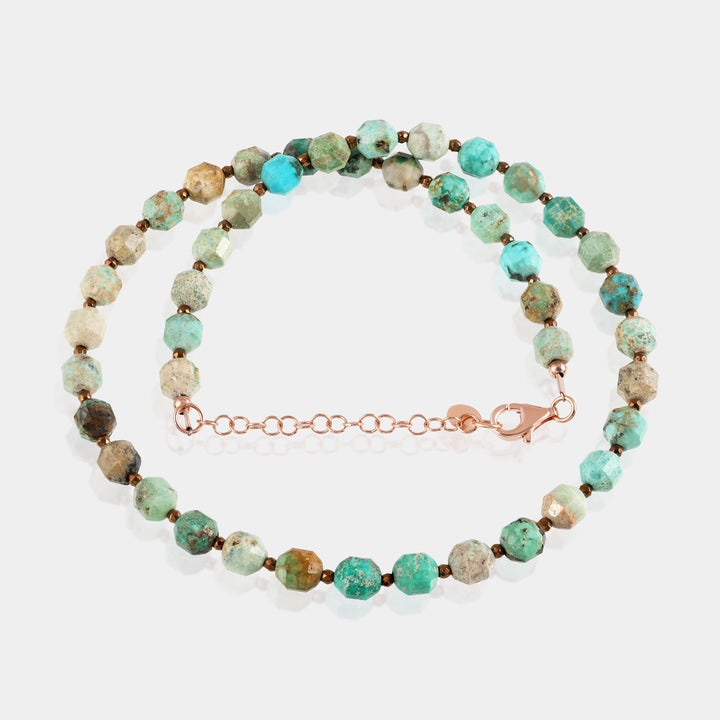 Rose Gold Plated Turquoise and Hematite Necklace