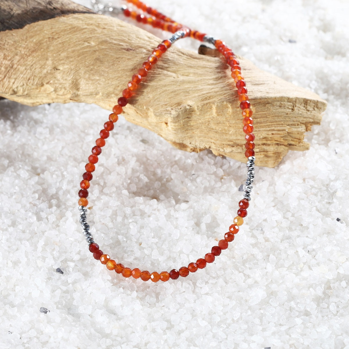 Carnelian and Hematite Necklace Lifestyle Shot