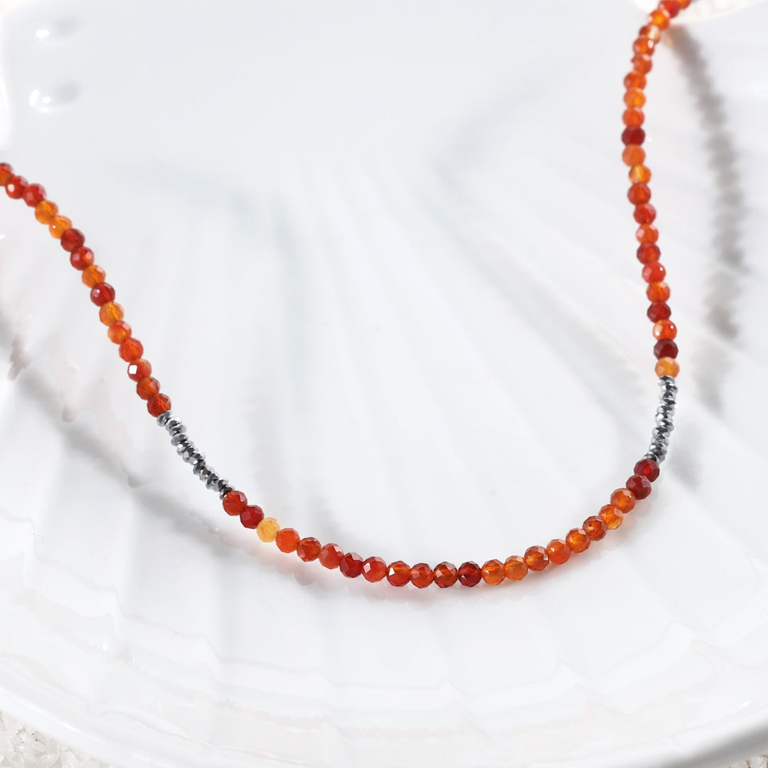 Carnelian and Hematite Necklace in Natural Light