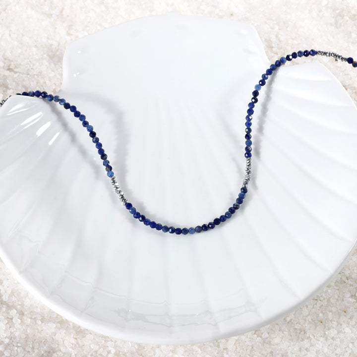 Sodalite and Hematite Necklace in Natural Light