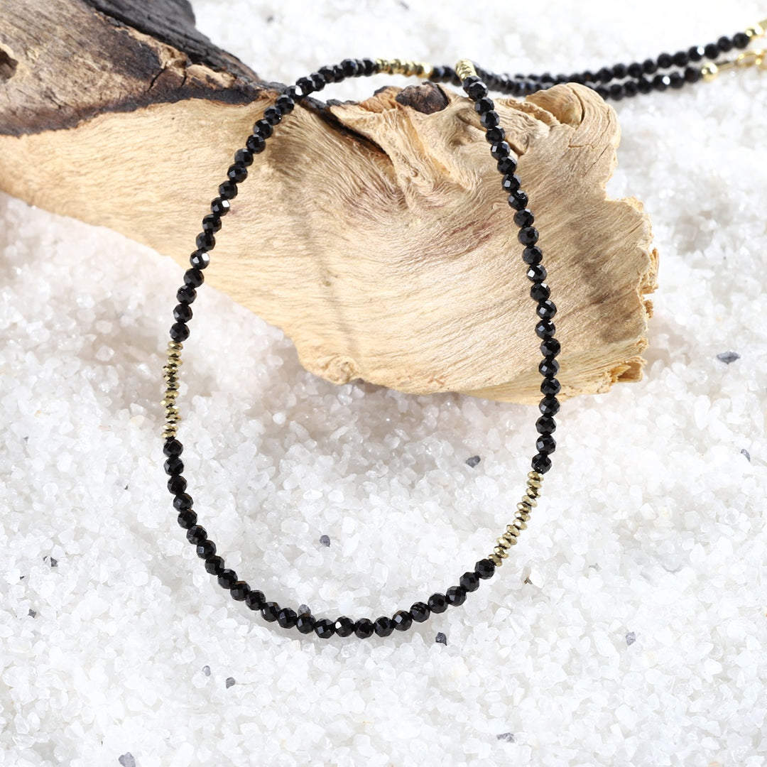 Black Spinel and Hematite Necklace Lifestyle Shot