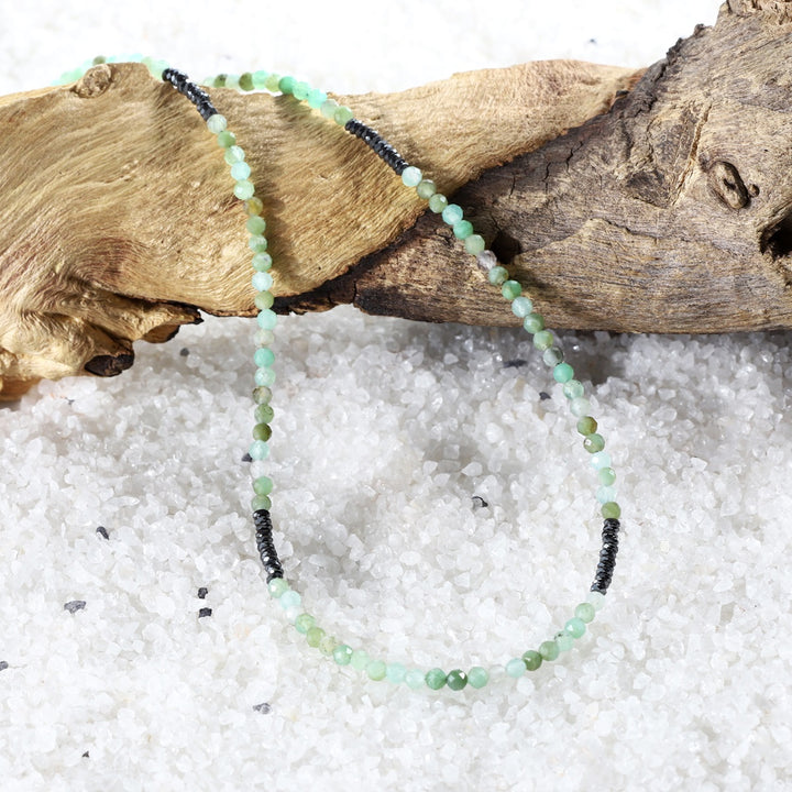 Chrysoprase and Hematite Necklace Lifestyle Shot