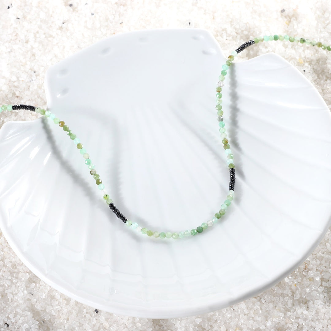 Handcrafted Chrysoprase and Hematite Necklace