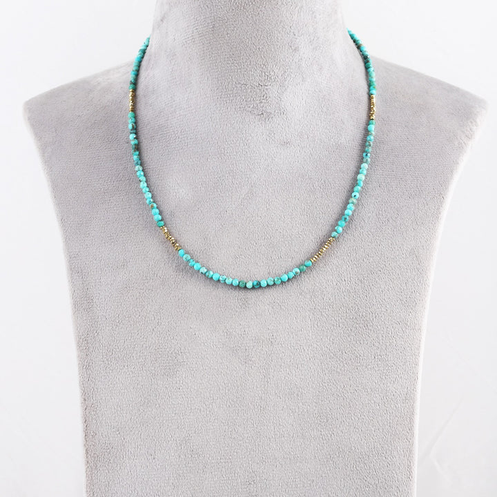 Natural Gemstone Necklace with Yellow Gold Plated Chain