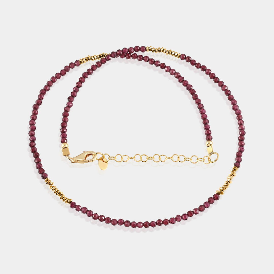 Natural Gemstone Necklace with Yellow Gold Plated Chain