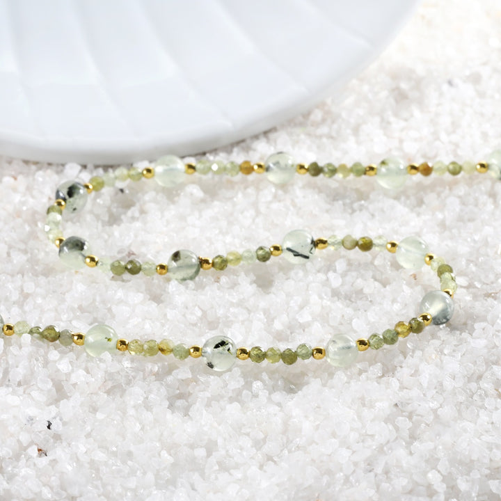 Faceted Round Green Garnet Beads