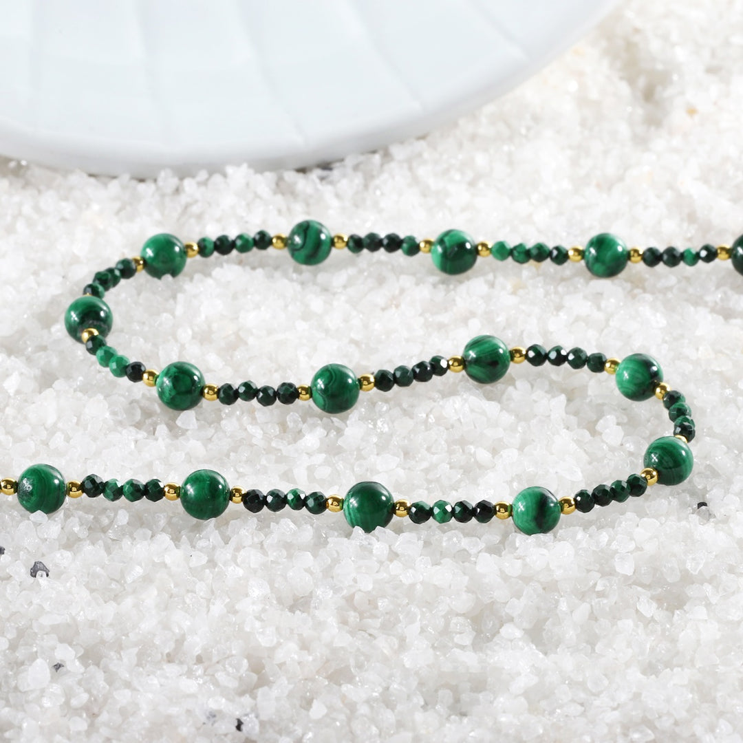  Faceted Round Malachite Beads Detail