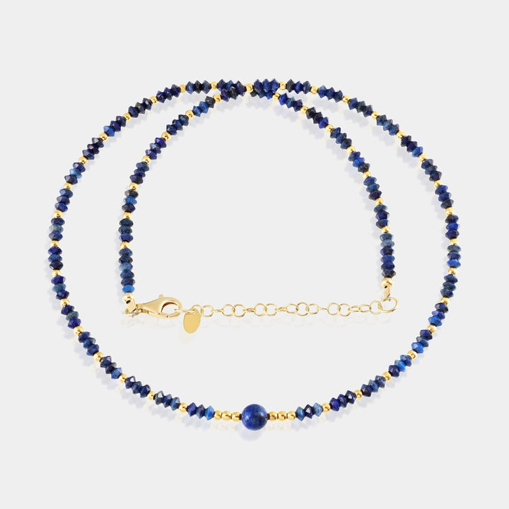 Lapis Lazuli and Hematite Gemstone Necklace Front View