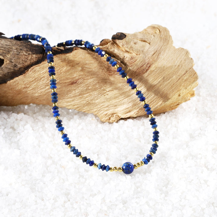 Lapis Lazuli and Hematite Necklace Side View