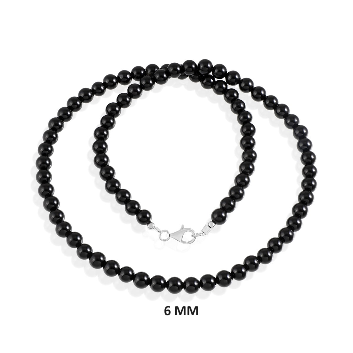 Black Onyx Beads Silver Necklace: Strength and Protection