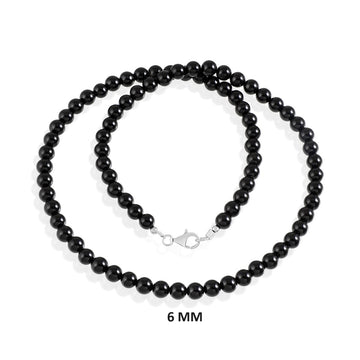 Black Onyx Beads Silver Necklace: Strength and Protection