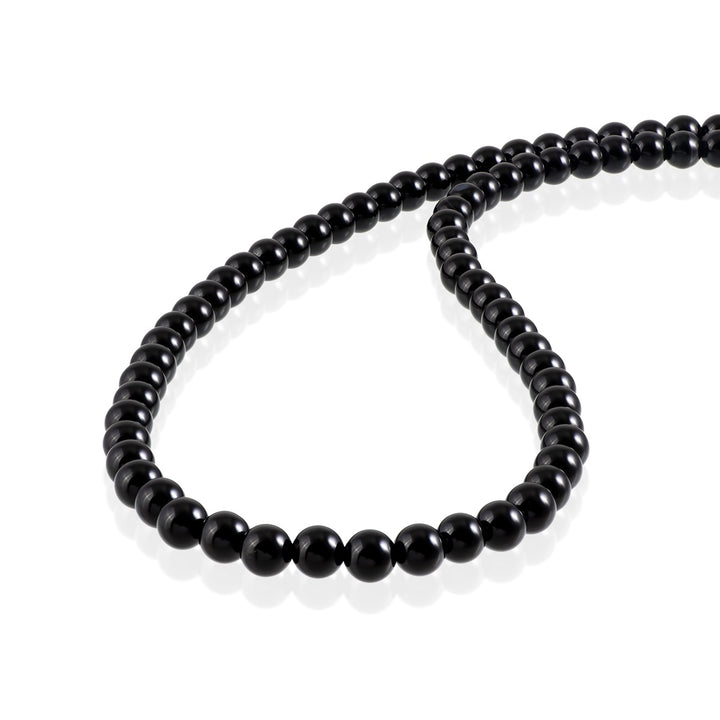 Black Onyx Beads Silver Necklace: Strength and Protection