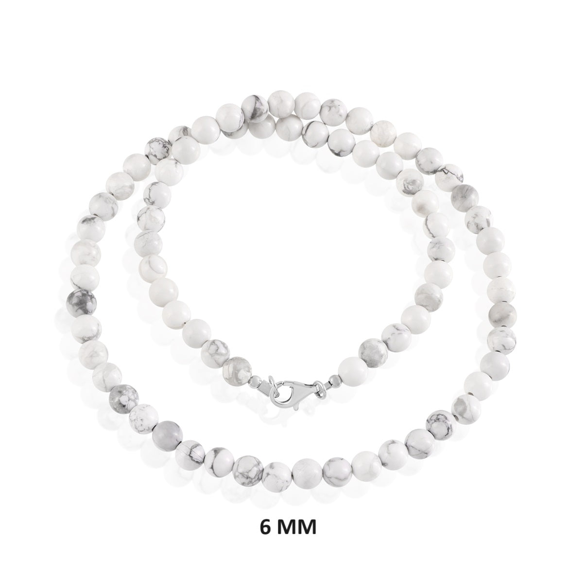 Howlite Beads Silver Necklace: Tranquility and Style Combined