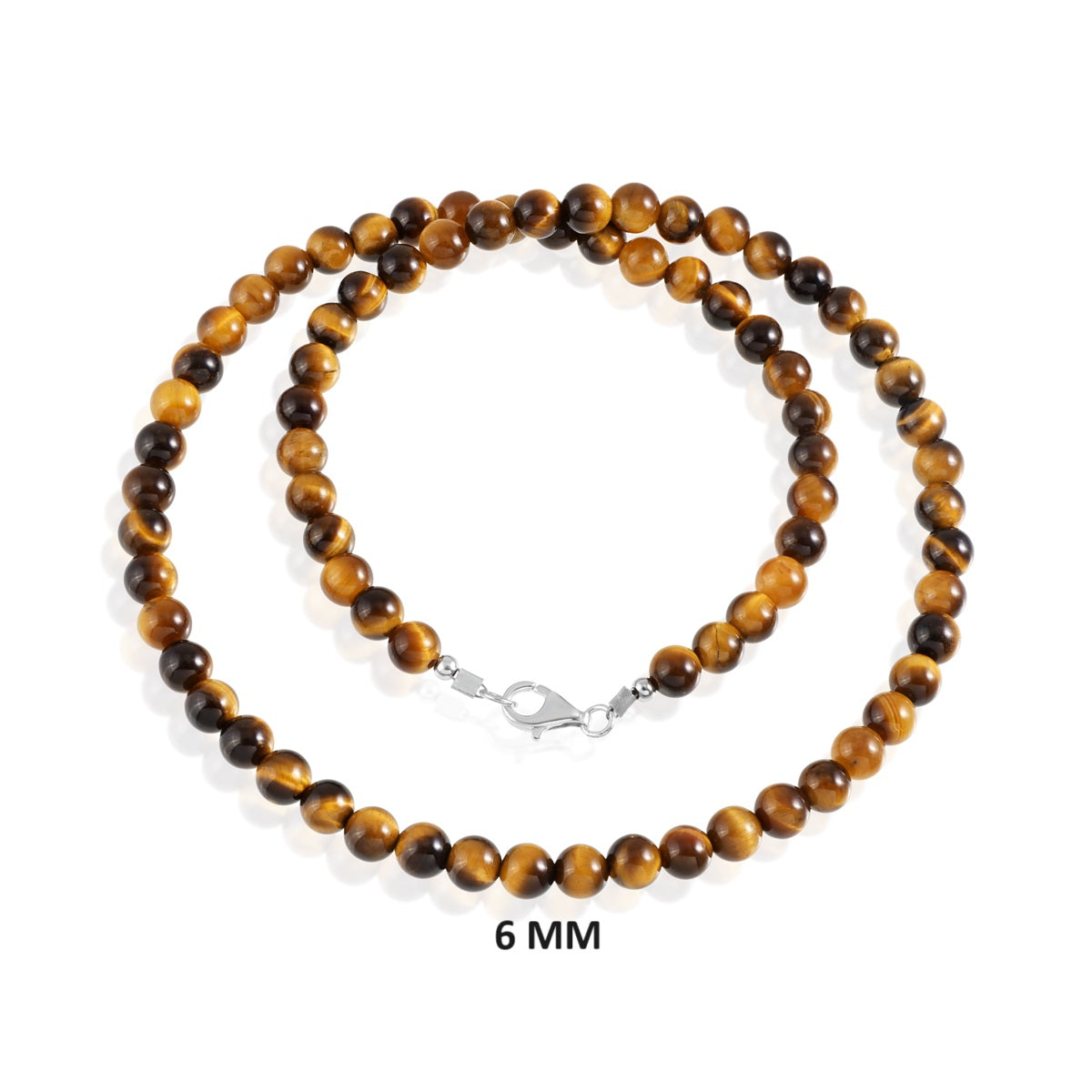 Tiger's Eye Beads Silver Necklace: Strength and Style Combined